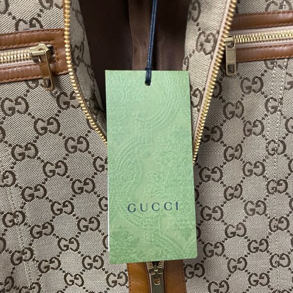 NWT Gucci GG Canvas Jacket Leather Trim Neutral Brown Tan Womens 40 / US 4 - Picture 11 of 16